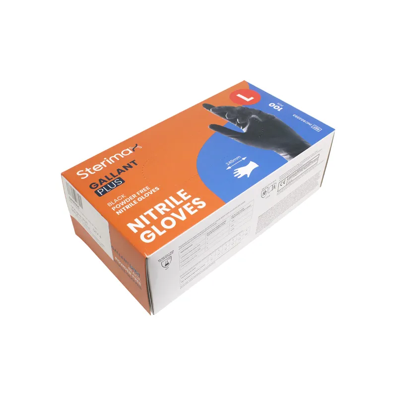 BLACK NITRILE GLOVES LGE BOX OF